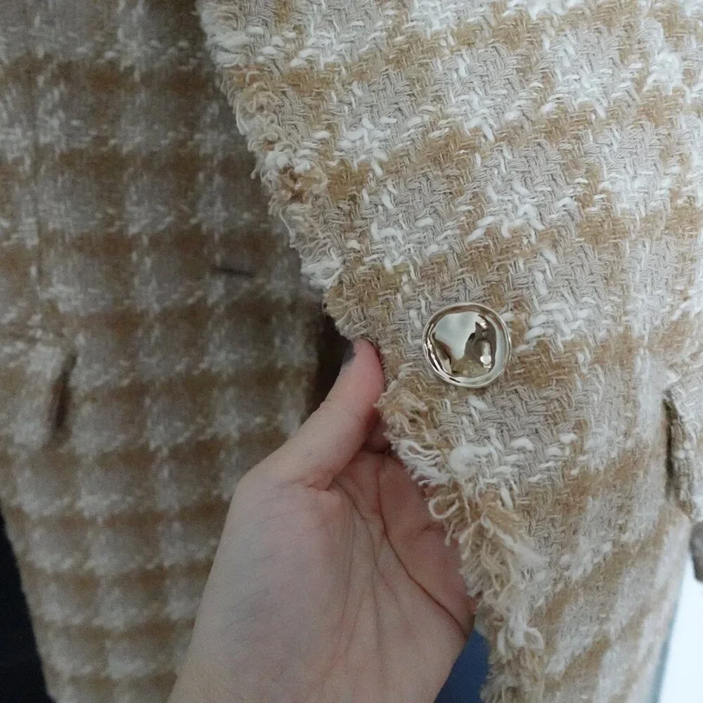 Mango Tweed Jacket Blazer With Jewel Button S - Picture 4 of 7